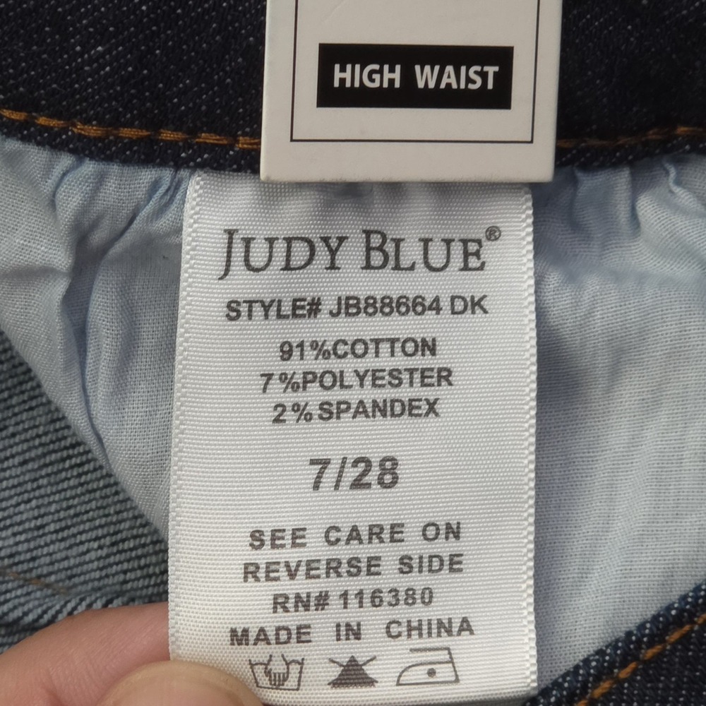 Judy Blue High Waist Dart Detail Wide Leg Jeans Dark Wash Denim Size 7/28 NWT - Picture 6 of 11